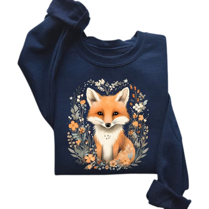 Floral Fox Sweatshirt For Women, Fox Lover Sweatshirt 2D0652