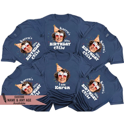 30th Birthday Custom Face Matching Birthday Squad t Shirt, Personalized Photo Birthday Matching Shirts ET0854