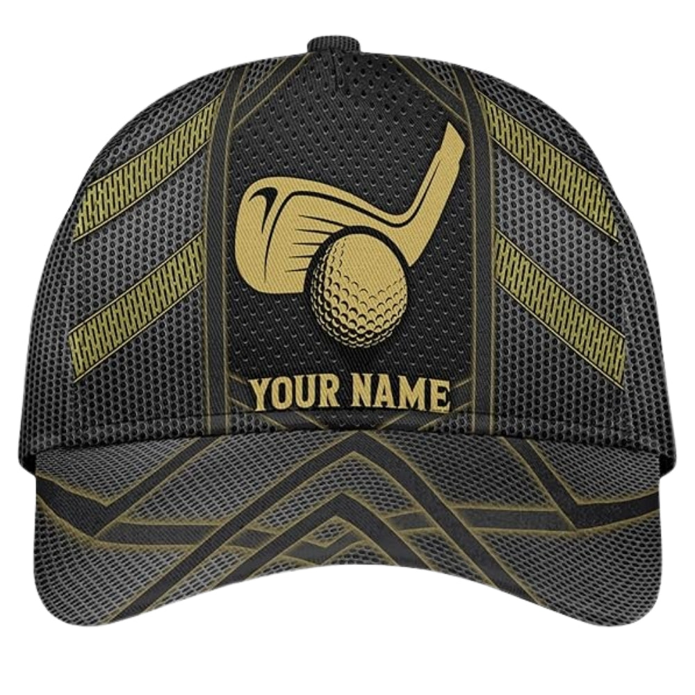 Custom Name Black Golf 3D Baseball Cap, Custom Caps Hats For Golfers CP0206