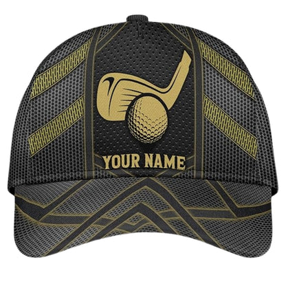 Custom Name Black Golf 3D Baseball Cap, Custom Caps Hats For Golfers CP0206