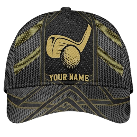 Custom Name Black Golf 3D Baseball Cap, Custom Caps Hats For Golfers CP0206