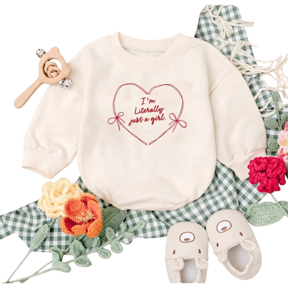 I'm Literally Just a Girl Baby Romper Sweatshirt, Funny Baby Girl Romper Sweatshirt BB0089