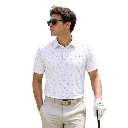 Girl Dad Blue Pink Icon Golf Polo Shirts For Men, Fathers Day Golf Shirts GE0392