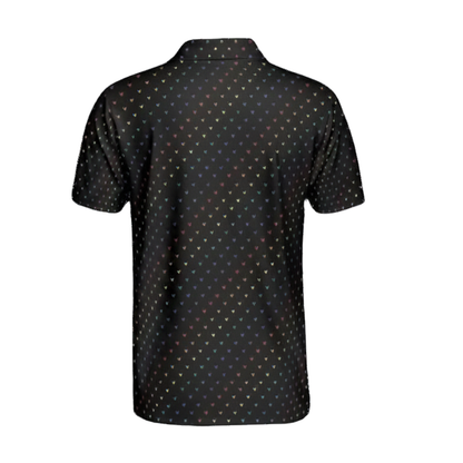 Men's Rainbow Heart Golf Polo Shirt, LGBTQ+ Golf Shirts For Pride Month GE0493