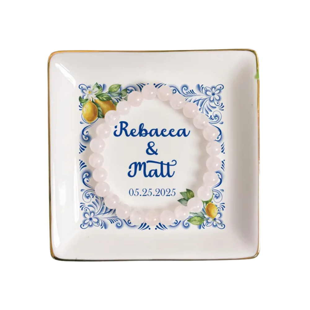 Amalfi Coast Custom Wedding Jewelry Dish, Custom Italian Wedding Ring Dish WD0497