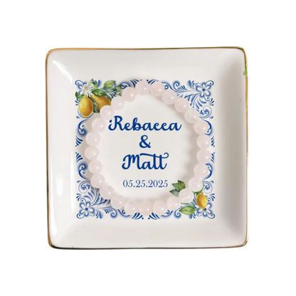 Amalfi Coast Custom Wedding Jewelry Dish, Custom Italian Wedding Ring Dish WD0497