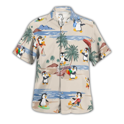 Penguin Tropical Hawaiian Shirt For Men Women, Penguin Beach Hawaiian Shirt HE0933