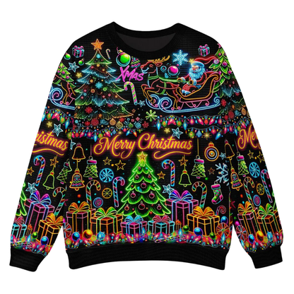 Merry Christmas Neon Pattern Ugly Sweater, Christmas Neon Sweatshirt 2D1223