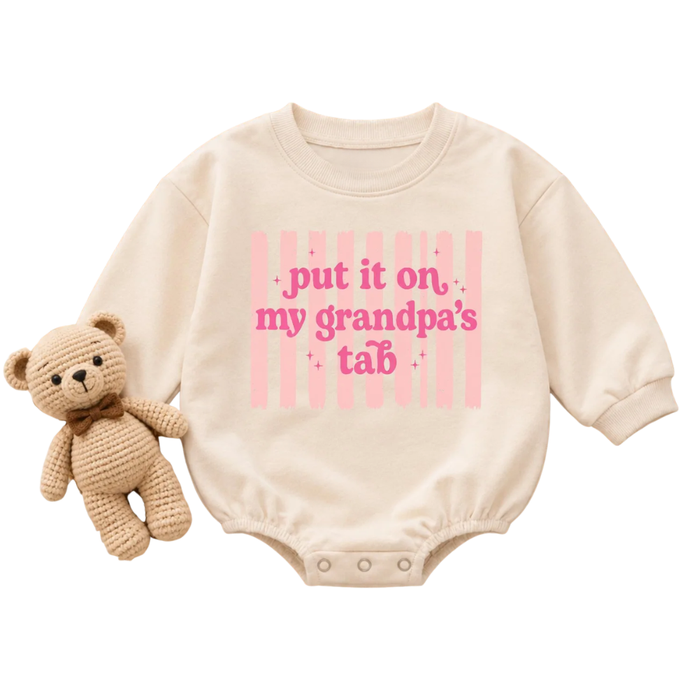 Put In On My Grandpa's Tab Baby Romper Sweatshirt, Funny Granddaughter Romper Sweatshirt Baby BB0865