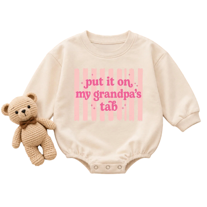 Put In On My Grandpa's Tab Baby Romper Sweatshirt, Funny Granddaughter Romper Sweatshirt Baby BB0865