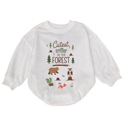 Wild Animal Cutest Critter In The Forest Baby Romper Sweatshirt, Animal Lover Romper Sweatshirt Baby BB0534
