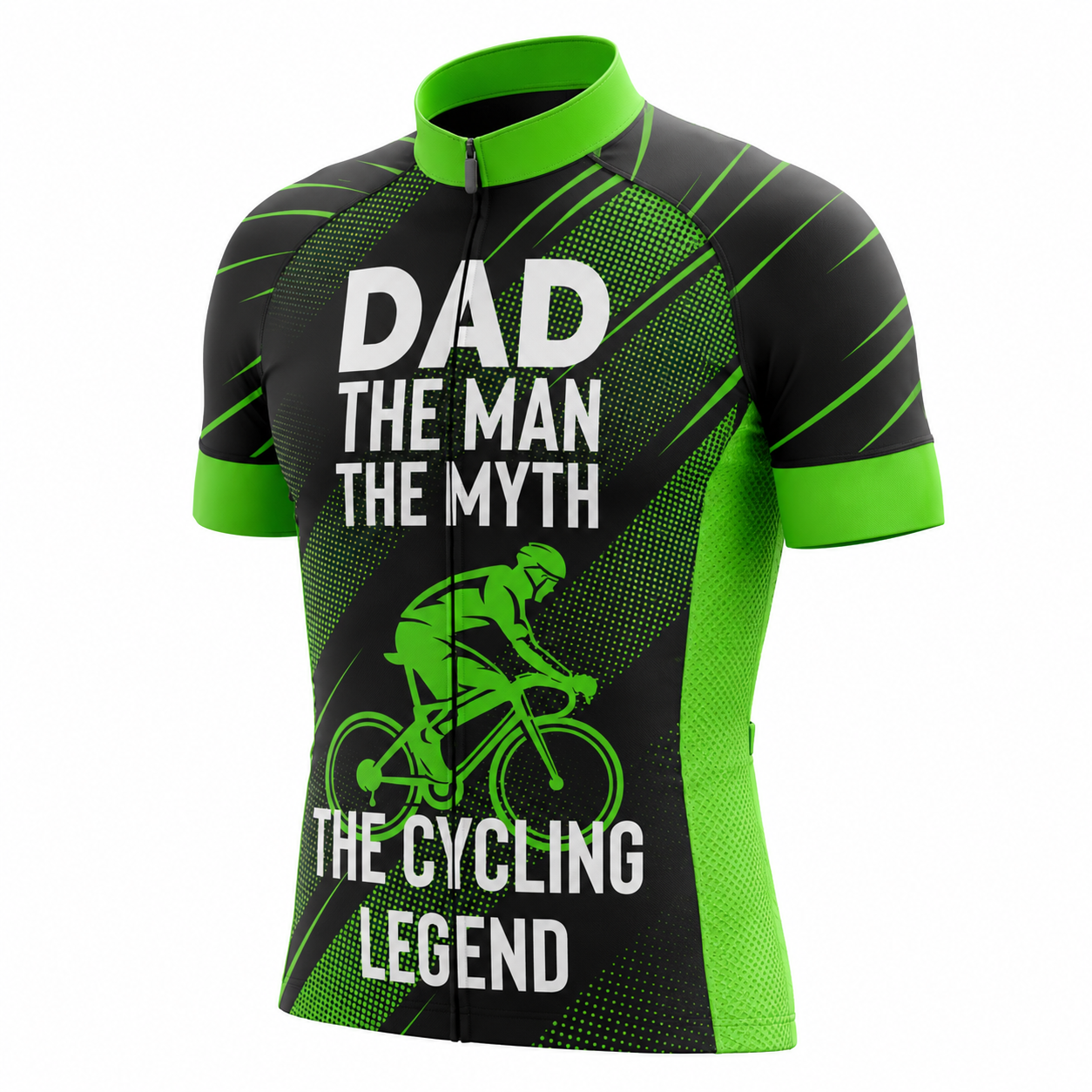 Dad The Man The Myth The Cycling Legend Cycling Short Sleeve Jersey Green Black, Father's Day Cycling Jerseys For Dad CG0815