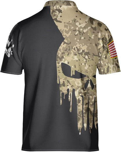 Custom Skull Camouflage Bowling Jersey Shirts For Men, Custom Skull Bowling Shirt BZ0213
