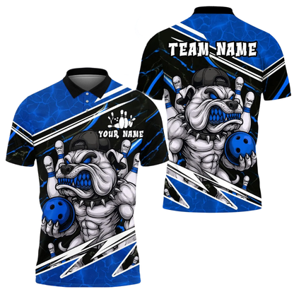 Custom Dog Angry Bowling Polo Shirt For Men, Custom Dog Team Bowling Shirt BE0218