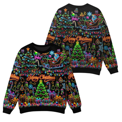 Merry Christmas Neon Pattern Ugly Sweater, Christmas Neon Sweatshirt 2D1223