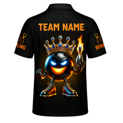 Flaming King Ball Custom Bowling Hawaiian Shirt For Men, Custom Team Flame Bowling Shirts BZ0443