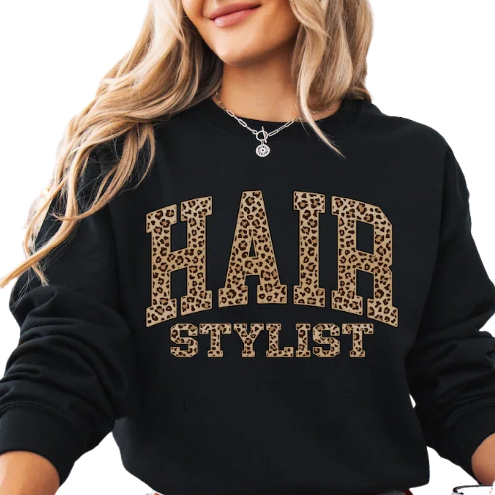 Hair Stylist Leopard Sweatshirt, Hair Stylist Sweater 2D0781