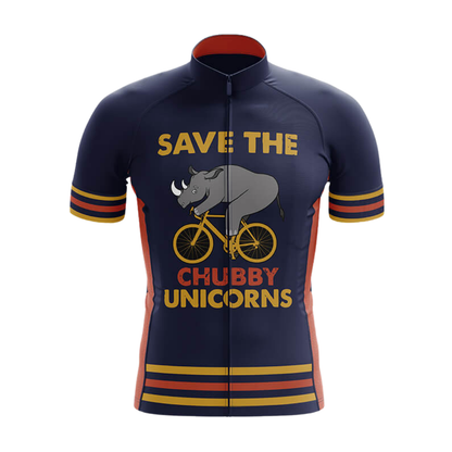 Save The Chubby Unicorns Mens Cycling Short Sleeve Jersey, Funny Rhino Cycling Jersey CG0860