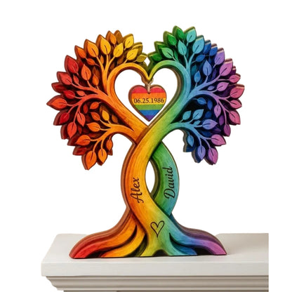 Custom LGBT Tree Couple Wooden Plaque, Custom LGBT Wedding Keepsake Wooden Block WD0775