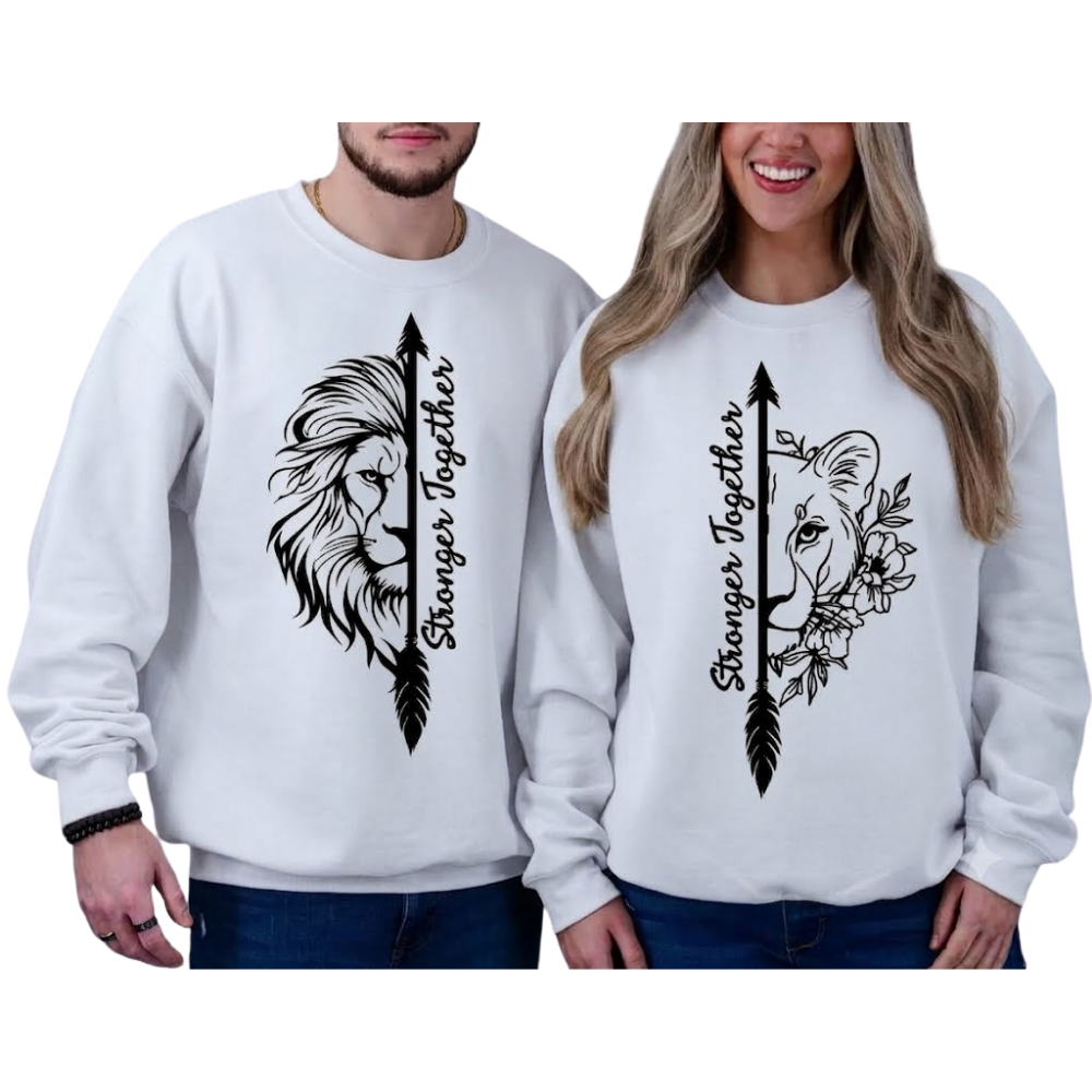 Stronger Together Lion Couple Matching Sweatshirt, Matching Couple Lion Sweaters ET1552