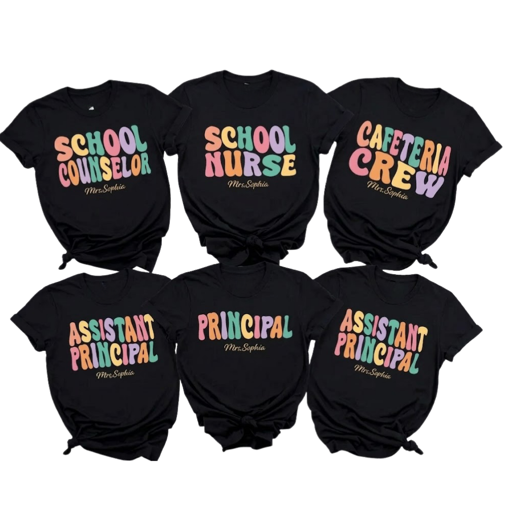 Custom School Counselor Matching Teacher T Shirt, Custom Name School Staff Shirts ET1045