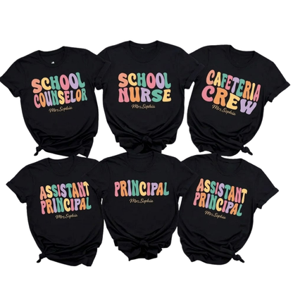 Custom School Counselor Matching Teacher T Shirt, Custom Name School Staff Shirts ET1045