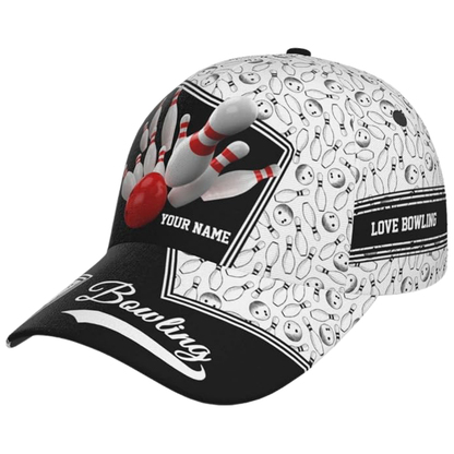 Custom Bowling 3D Printed Basbeball Cap, Custom Bowling Player Cap Hat CP0624