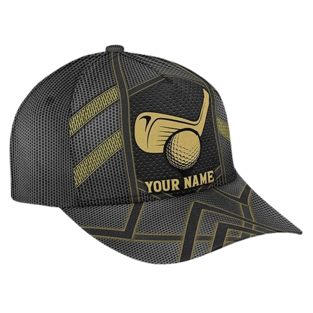 Custom Name Black Golf 3D Baseball Cap, Custom Caps Hats For Golfers CP0206