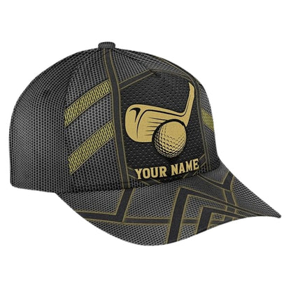 Custom Name Black Golf 3D Baseball Cap, Custom Caps Hats For Golfers CP0206