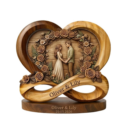 Custom Couple Infinity Heart Layer Wooden Block, Custom Anniversary Wedding Wooden Plaque WD0934