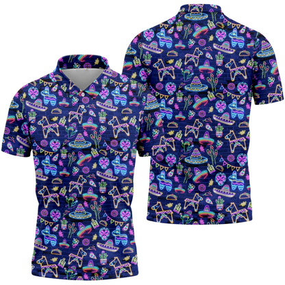 Men's Neon Cinco De Mayo Golf Polo Shirt, Mexican Fiesta Golf Shirts GZ0361