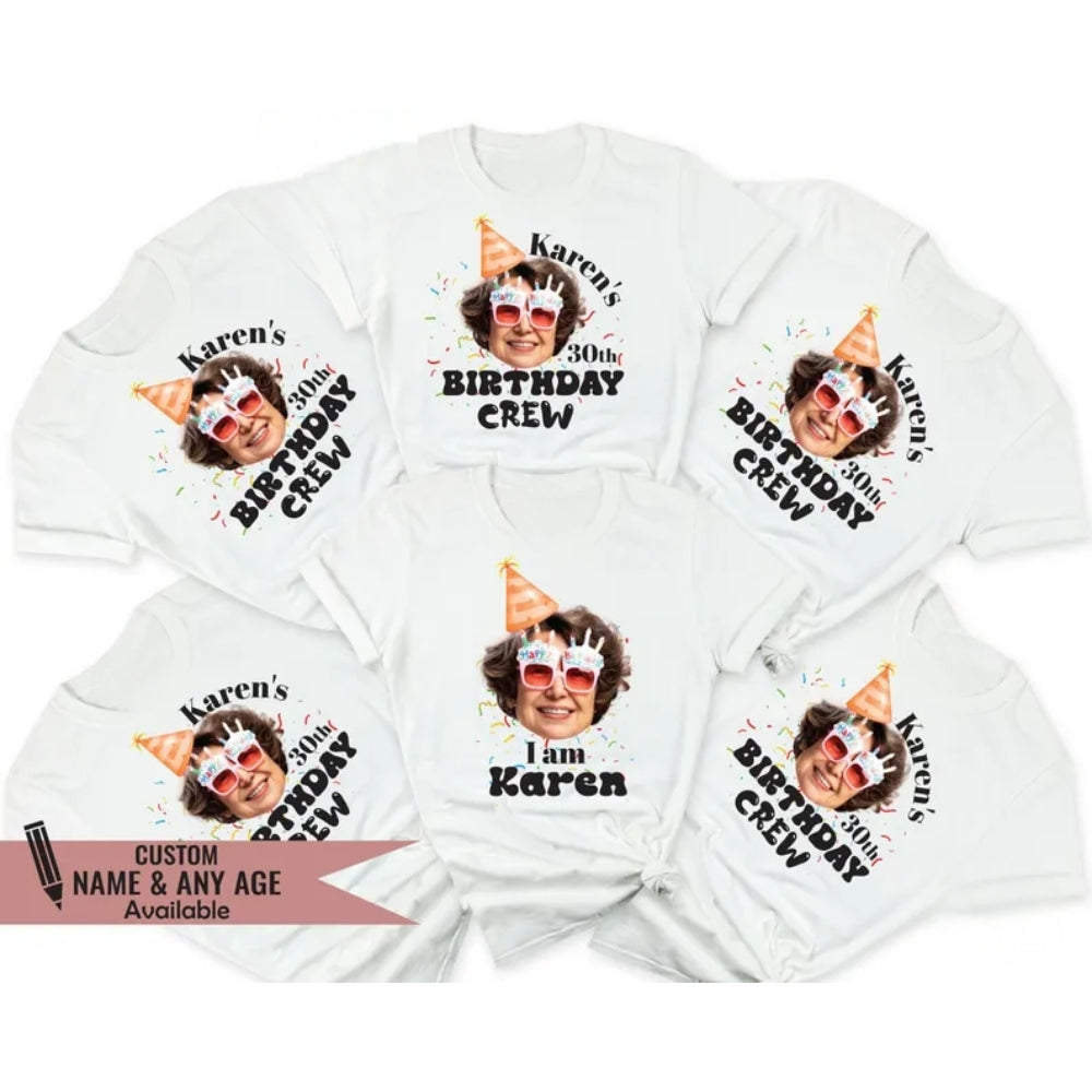 30th Birthday Custom Face Matching Birthday Squad t Shirt, Personalized Photo Birthday Matching Shirts ET0854