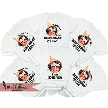 30th Birthday Custom Face Matching Birthday Squad t Shirt, Personalized Photo Birthday Matching Shirts ET0854