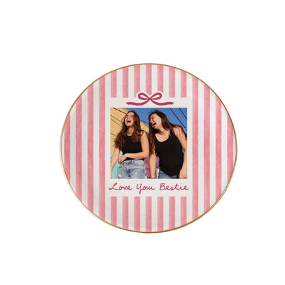 Custom Photo Bridesmaid Striped Jewelry Dish, Custom Photo Ring Dish For Bridesmaid WD0276