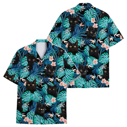 Black Cat Tropical Hawaiian Shirt For Men And Women, Cat Lovers Hawaiian Shirts HE0275