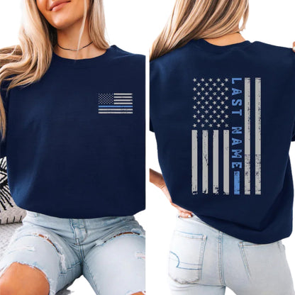Custom Last Name American Flag Sweatshirt, Custom Police Sweatshirt 2D0661