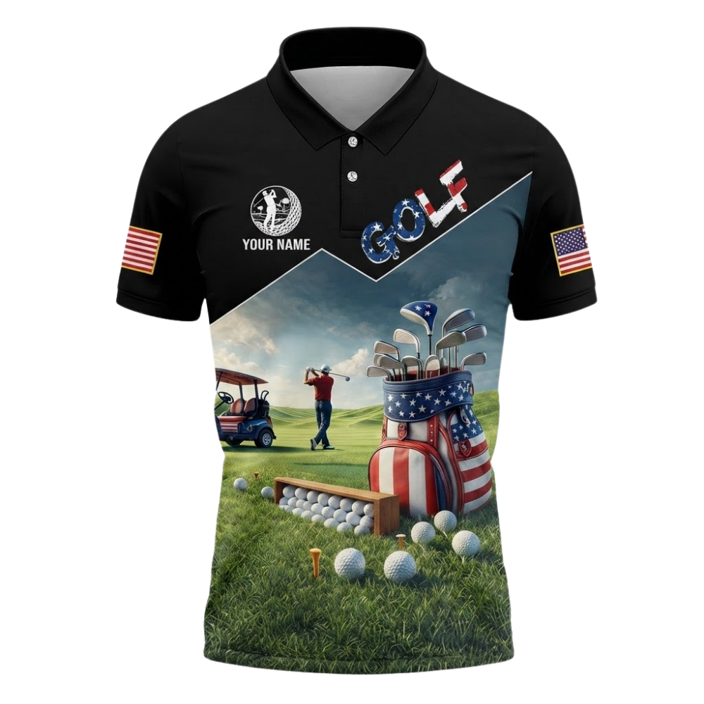 It Takes A Lot Of Balls To Play Golf The Way I Do Custom American Flag Golf Polo Shirt For Men, Custom Funny Patriotic Golf Shirts GZ0334