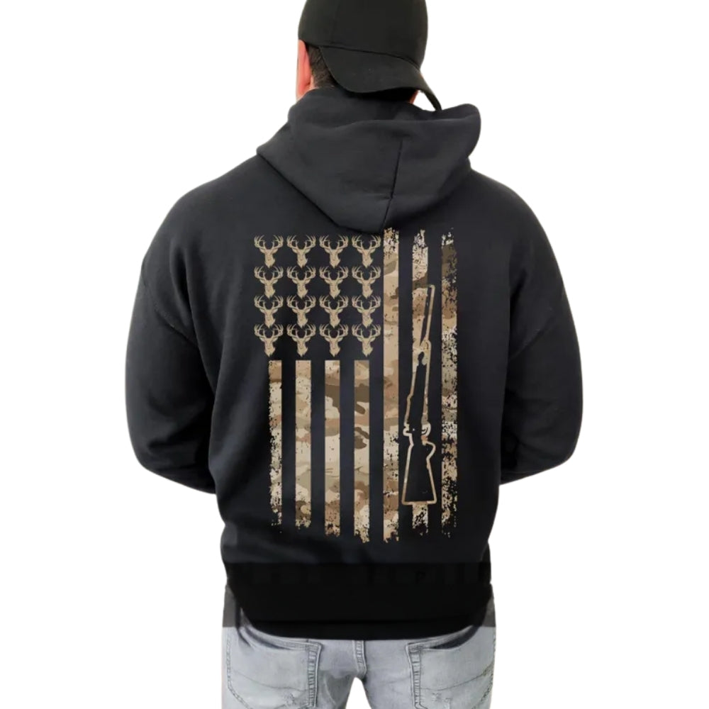Camo American Flag Deer Hunting Hoodie For Men, Patriotic Hunting Hoodie 2D0718