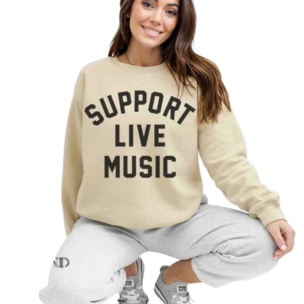 Support Live Music Sweatshirt Womens, Music Lover Sweatshirt 2D0744