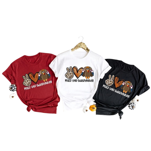 Turkey Peace Love Thanksgiving Family Matching T Shirt, Thanksgiving Matching Family Shirts ET1272