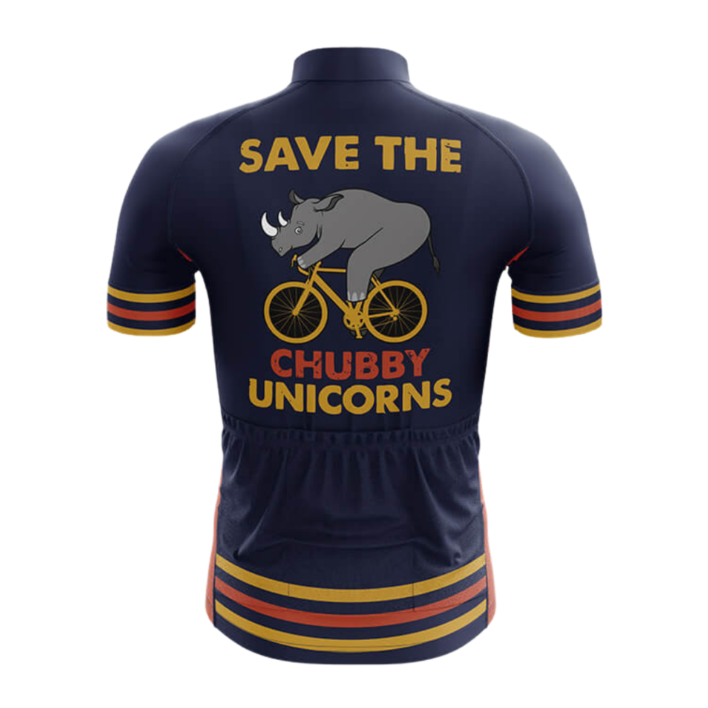 Save The Chubby Unicorns Mens Cycling Short Sleeve Jersey, Funny Rhino Cycling Jersey CG0860