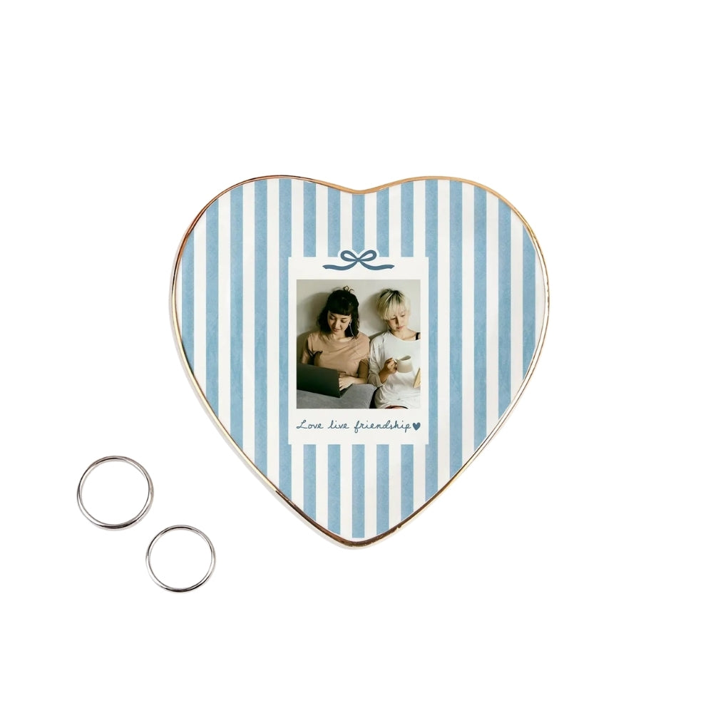 Custom Photo Bridesmaid Striped Jewelry Dish, Custom Photo Ring Dish For Bridesmaid WD0276