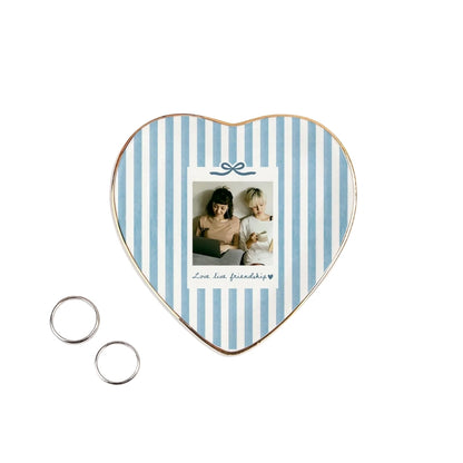 Custom Photo Bridesmaid Striped Jewelry Dish, Custom Photo Ring Dish For Bridesmaid WD0276