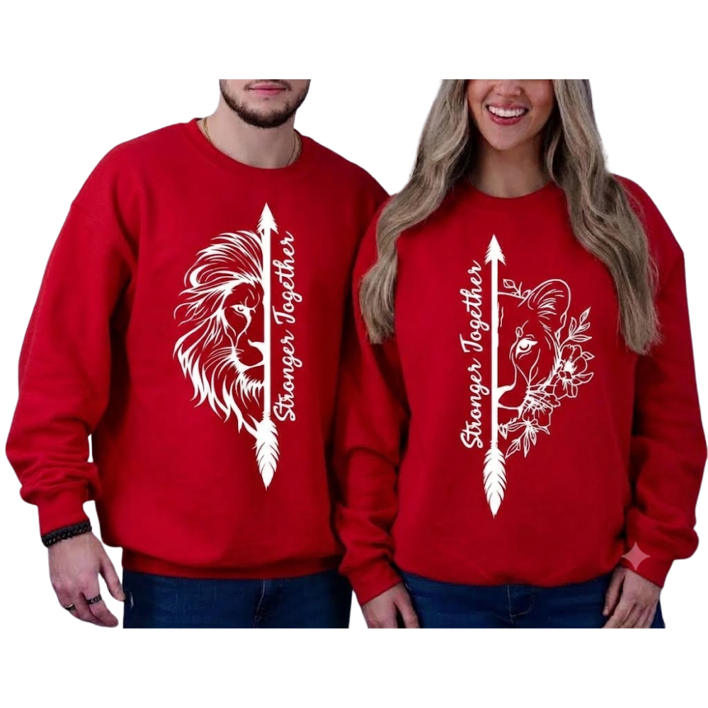 Stronger Together Lion Couple Matching Sweatshirt, Matching Couple Lion Sweaters ET1552