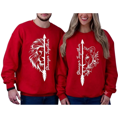 Stronger Together Lion Couple Matching Sweatshirt, Matching Couple Lion Sweaters ET1552