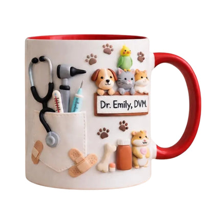 Personalized Veterinarian Coffee Mug With Name, Custom 3D Printed Vet Mugs ET0116