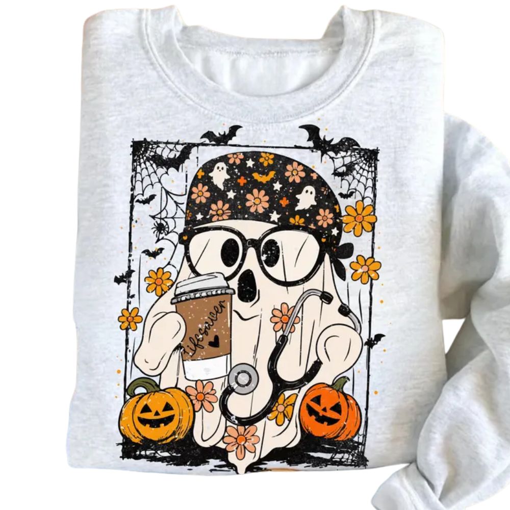 Nurse Ghost Halloween Sweatshirt For Women, Nurse Sweatshirt For Halloween 2D0885