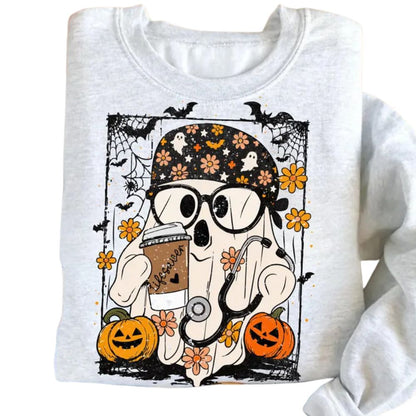 Nurse Ghost Halloween Sweatshirt For Women, Nurse Sweatshirt For Halloween 2D0885