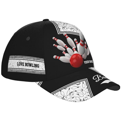 Custom Bowling 3D Printed Basbeball Cap, Custom Bowling Player Cap Hat CP0624