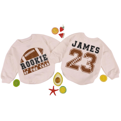 Rookie Of The Year Custom Football Baby Romper Sweatshirt, Custom Football Baby Romper Sweater BB0535